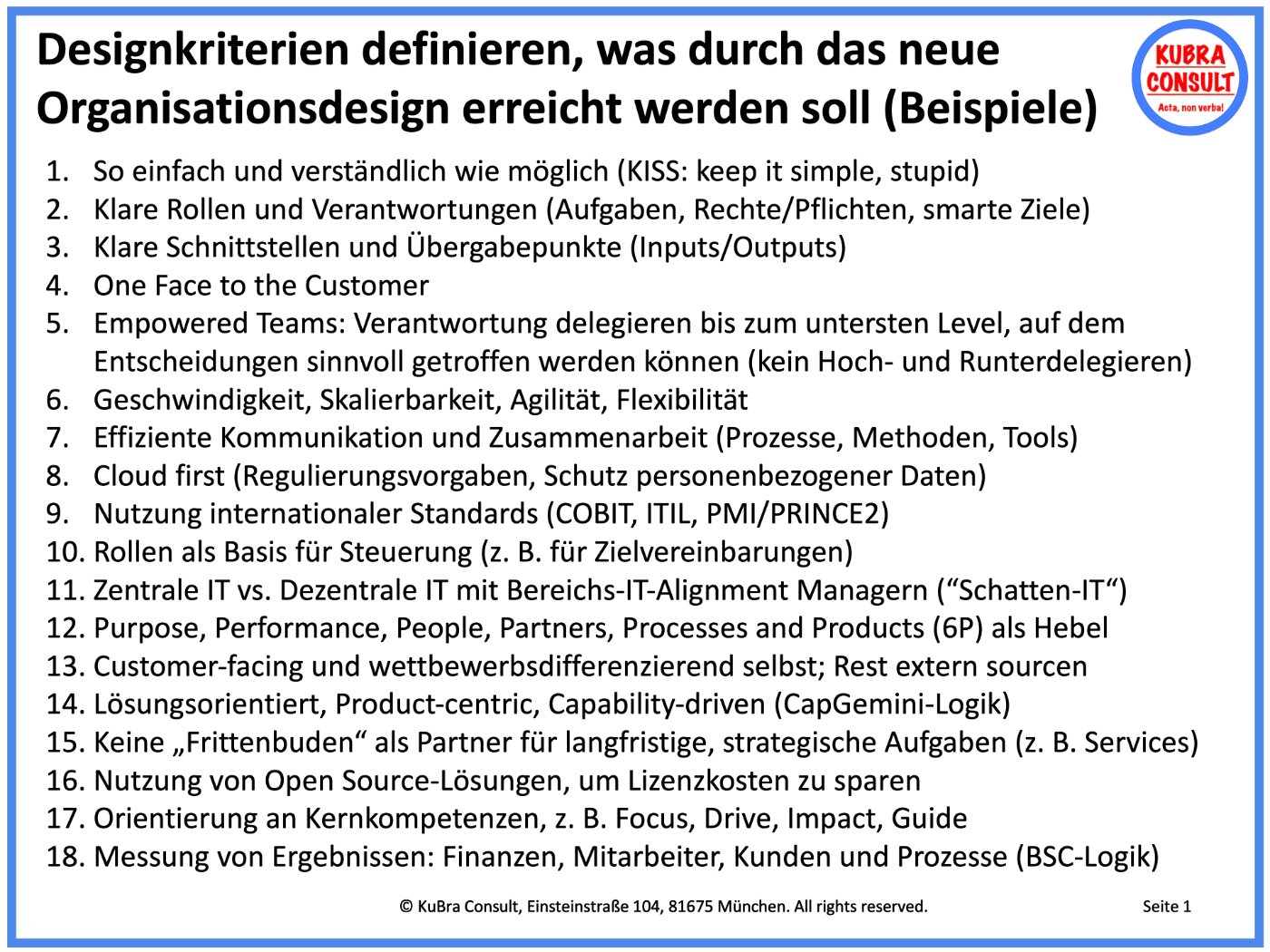 Designkriterien für neue Organisationen